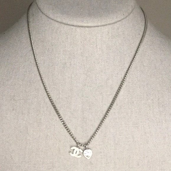 Chanel 2010 CC Pendant Rhinestone Necklace in Silvertone Metal (16in) - Picture 2 of 7